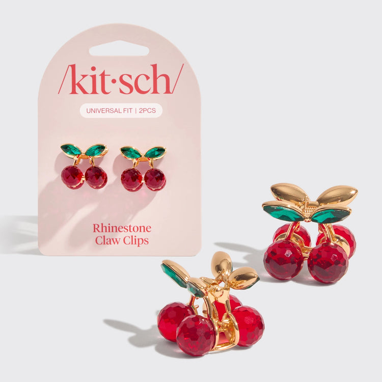 Mini Rhinestone Cherry Claw Clips