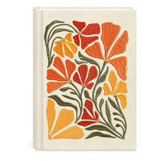 Poppies Flower Market Embroidered Fabric Journal