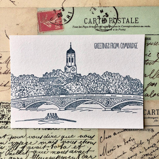 Cambridge - Weeks Footbridge Letterpress Postcard Pack