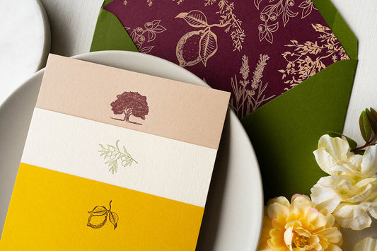 Stacked letterpress invitation design