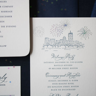 Boston city skyline with holographic foil