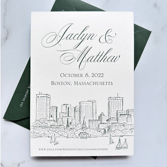 Letterpress Boston Skyline Save the Date