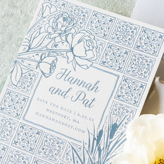 Custom floral letterpressed save the date 