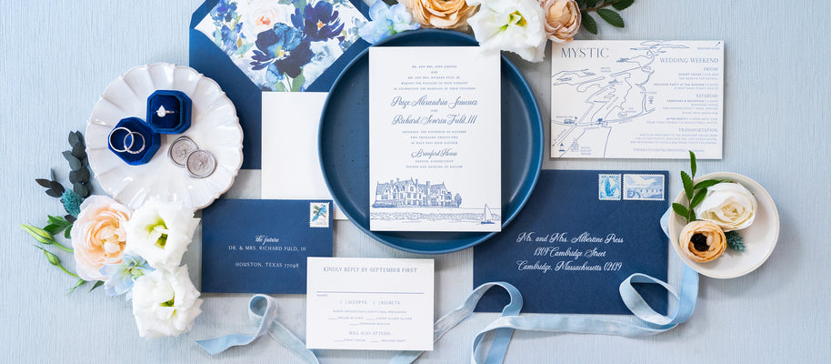 Coastal New England Custom Letterpress Invitations