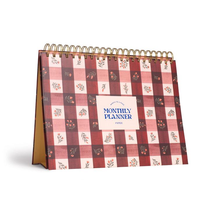 Floral Gingham Undated Monthly Desk Planner